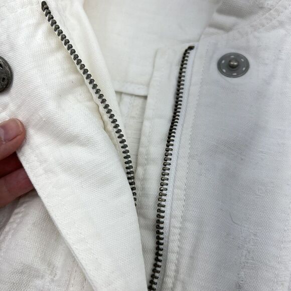 Free People White Tattered Tennis Jean Jacket Distressed Boxy Fit 100% Cotton XS - Picture 3 of 7